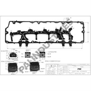 International Navistar DT466E, DT570 Valve Cover Gasket Assembly, 1882222C93